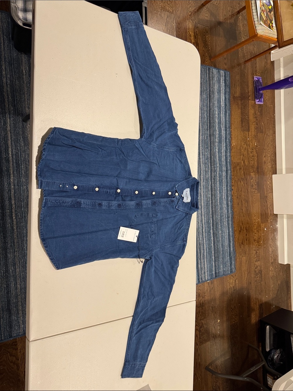 Indigo Blue Workwear Button-Up Shirt